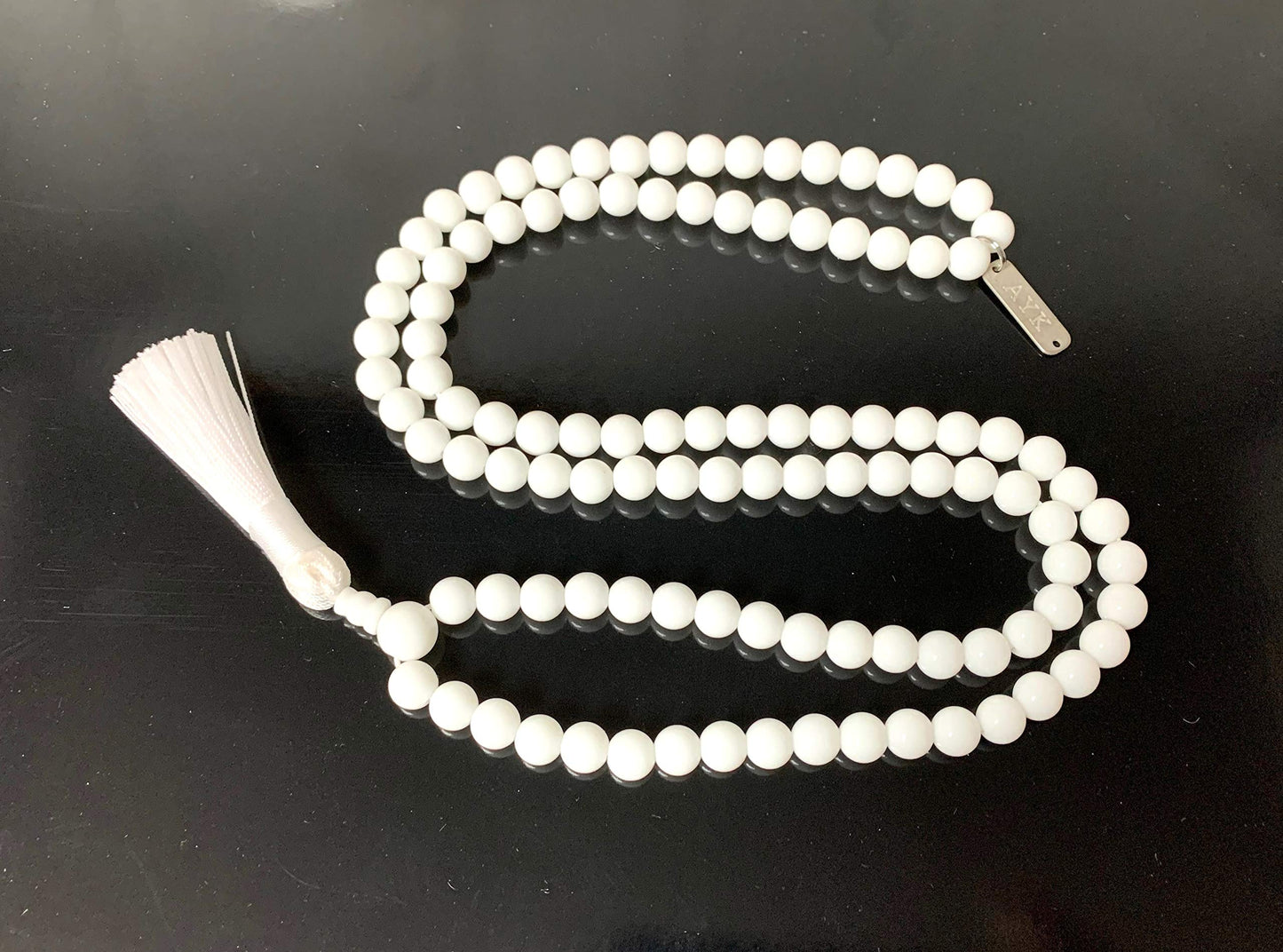 White Jade Mala Necklace (8mm Beads) - Peace, Harmony, and Healing for All Zodiac Signs