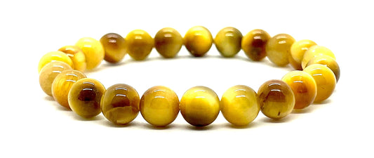 AWAKEN YOUR KUNDALINI Golden Tiger's Eye Tiger Eye Stretch Bracelet, Taurus & Leo Birthstone, Confidence & Grounding, Solar Plexus Chakra