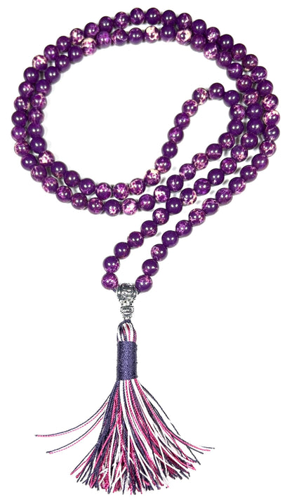 Sea Sediment Jasper Mala Beads Necklace