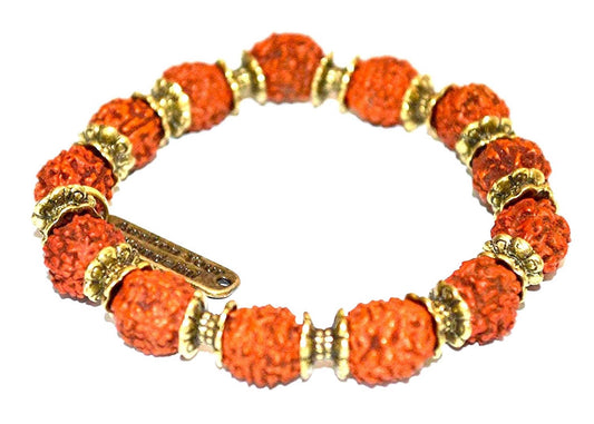 Find balance and focus with 5 mukhi rudraksha rudraksh stretch bracelet (10mm), root chakra balancing