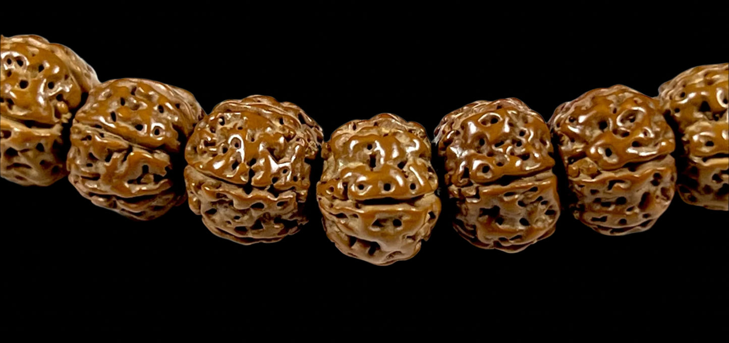 5 Mukhi Chikna Pathri Rudraksha Bracelet - AAA Grade 8mm Rudraksh Beads - Root Chakra Balance & Universal Sun Sign - Cultivate Spiritual Growth - Handmade