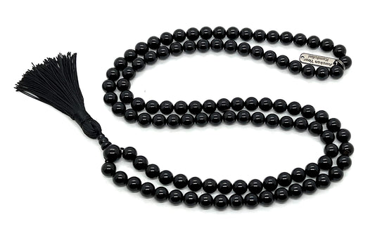 Awaken Your Kundalini Crystals Mala Beads Necklace Reiki healing stones Blessed & Energized Handmade 108 Buddhist Prayer Beads - Comes w/Velvet Pouch (Black Tourmaline, 6 mm)