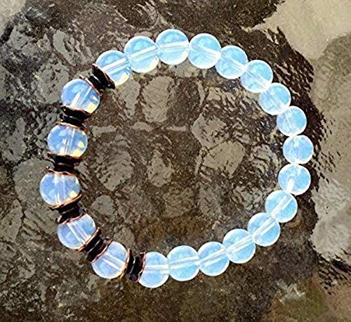 AWAKEN YOUR KUNDALINI Opal Opalite Stretch Bracelet, Birthstone for October, Libra & Scorpio Sun Sign, Crown Chakra