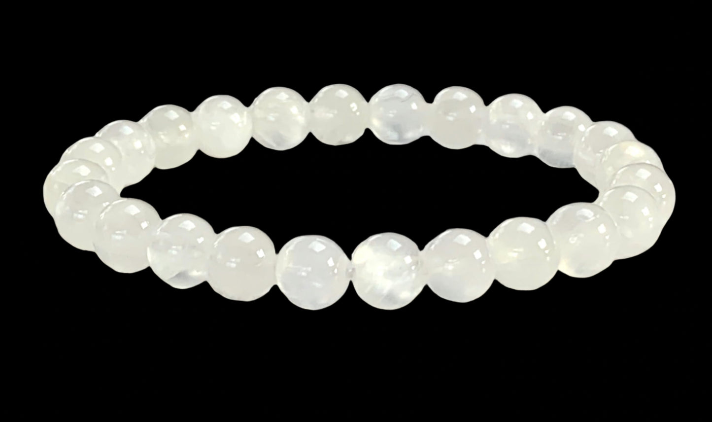 Cleanse & Uplift: Selenite Stretch Bracelet (8mm Beads) - Taurus & Gemini Birthstone & Crown Chakra Harmony