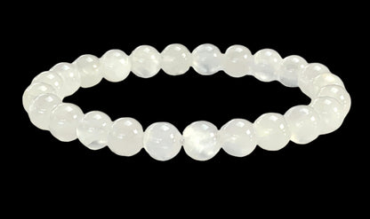 Cleanse & Uplift: Selenite Stretch Bracelet (8mm Beads) - Taurus & Gemini Birthstone & Crown Chakra Harmony