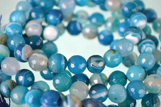 Blue Lace Agate mala Beads Necklace