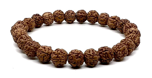 5 Mukhi Rudraksha Stretch Bracelet | 8mm Bead Size | 7.5 Inch Wrist Size | Sagittarius Birthstone