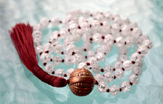 Crackled Quartz Mala Necklace | Crown Chakra | PRABHA Collection