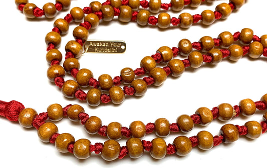 Awaken Your Kundalini Tulsi mala beads necklace hand knotted mala holy basil beads 8 mm 108 Buddhist prayer beads 7 Chakra mala colors - w/Velvet mala pouch (FIRST ROOT CHAKRA)
