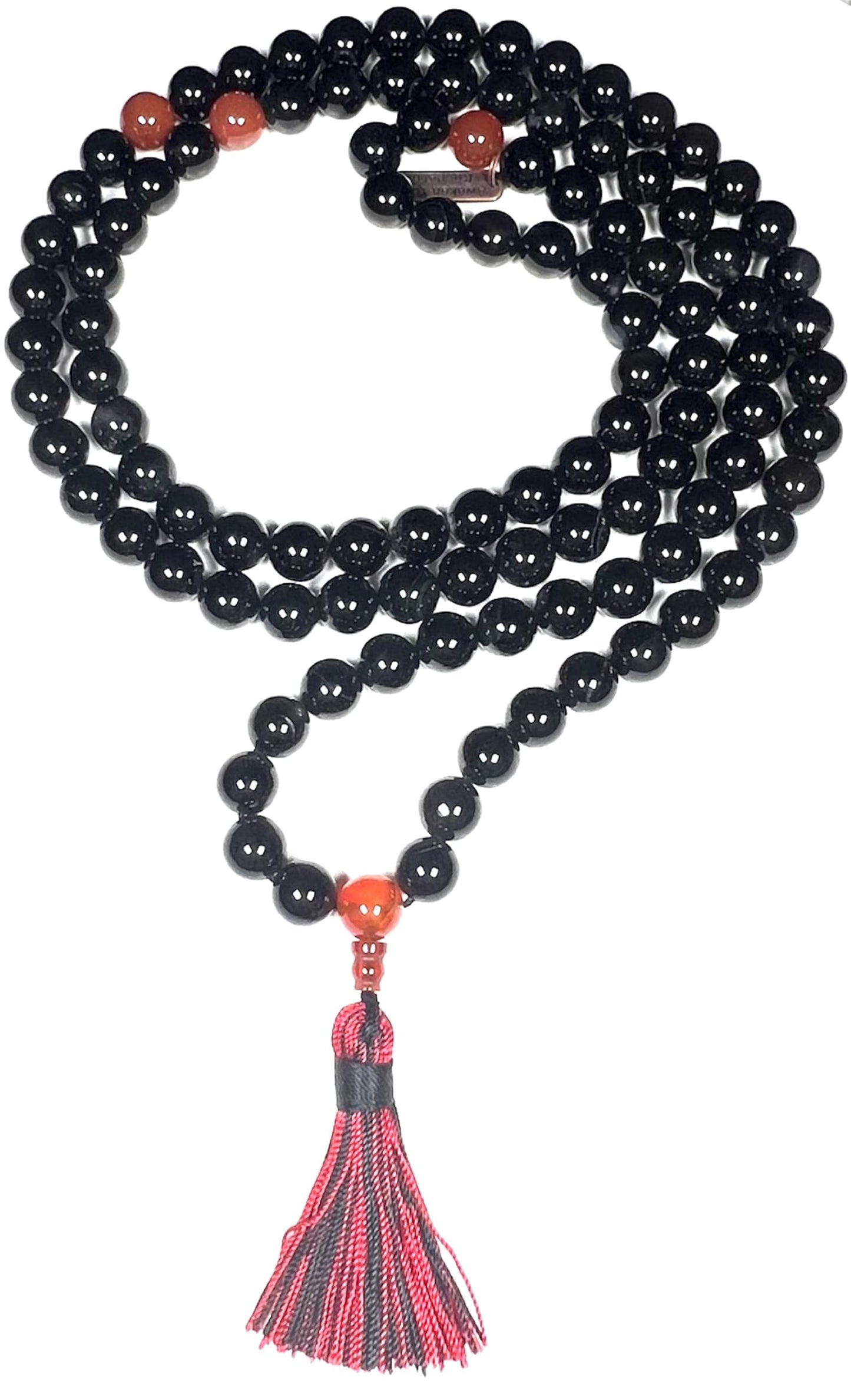 Grounding Mala Necklace – Red Tiger’s Eye, Tourmaline & Jasper | VESTA