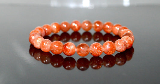 Handmade AAA Grade Sunstone Stretch Bracelet - Birthstone for Leo - July-August Sun Sign - Solar Plexus Chakra - Astrological Sign Leo