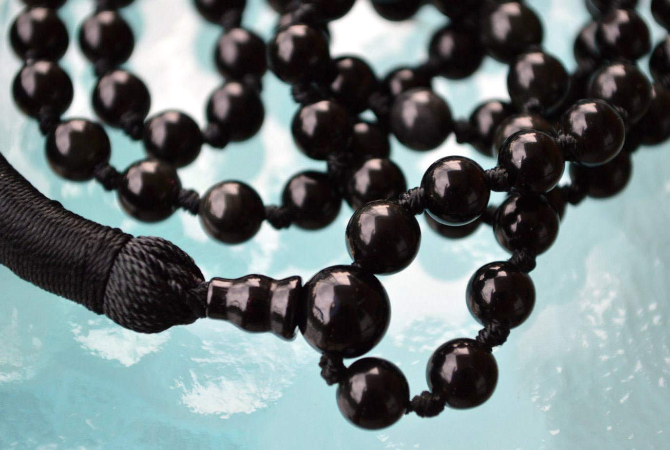 VESTA Black Tourmaline Mala Necklace | 108 Hand-Knotted 8mm Beads for Grounding & Energy Protection | Root Chakra Healing | Capricorn Birthstone | Handmade in USA