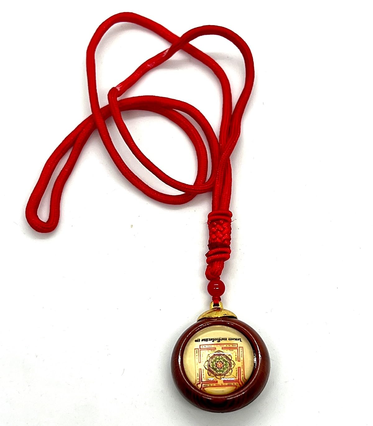 AWAKEN YOUR KUNDALINI Sri Yantra and Maha Mritunjaya Mahamrityunjay Yantra Kavach Locket, Dual Yantra Wooden Pendant