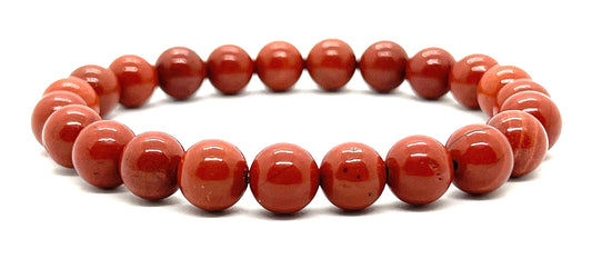 AWAKEN YOUR KUNDALINI Red Jasper Stretch Bracelet (8mm Beads) - Root Chakra Alignment, Aries Birthstone