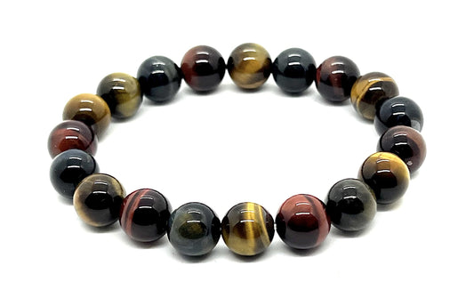 Tiger's Eye Stretch Bracelet (10mm Beads) - Red, Brown & Grey Tones - Embrace Strength & Confidence: Solar Plexus Chakra Balancing - Capricorn & Leo Birthstone