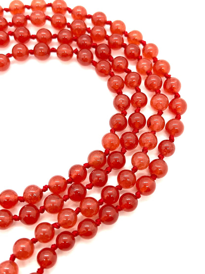 Embrace Energy & Passion: Hand-Knotted Red Jade Mala (108 Beads, 8mm) - Aries & Scorpio Birthstone - Sacral Chakra Harmony