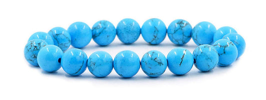Blue Turquoise Stretch Bracelet - Birthstone for Sagittarius - Third Eye Chakra