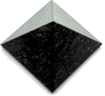 Black Tourmaline Crystal Pyramid | 2-Inch Protection Stone | VESTA & TATTVA Collection