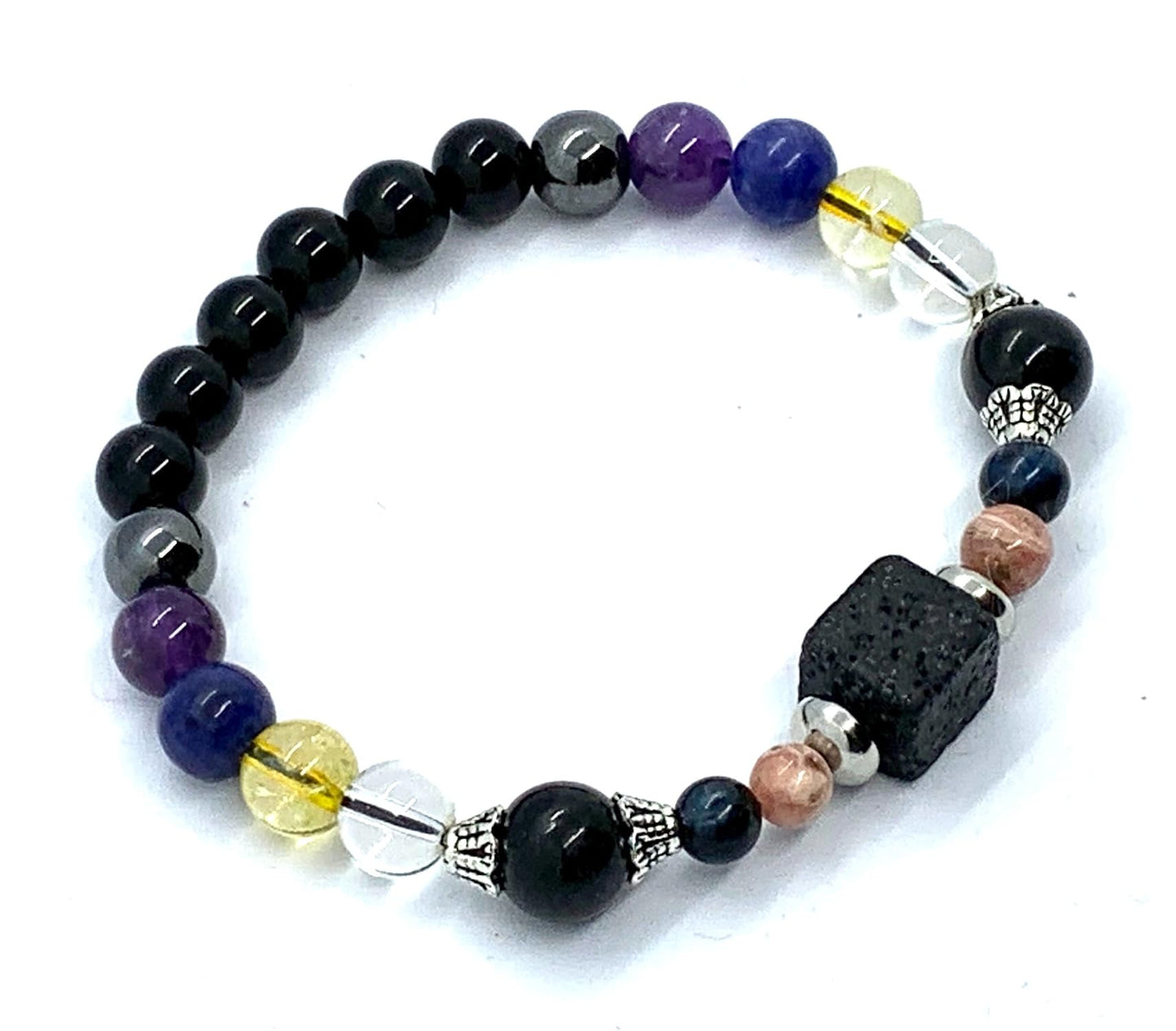 Saturn Retrograde Stretch Bracelet - Empath Jewelry with Black Tourmaline, Lapis Lazuli, and Crystal Quartz – Universal Birthstone - For Shani Dosha Sade Sati
