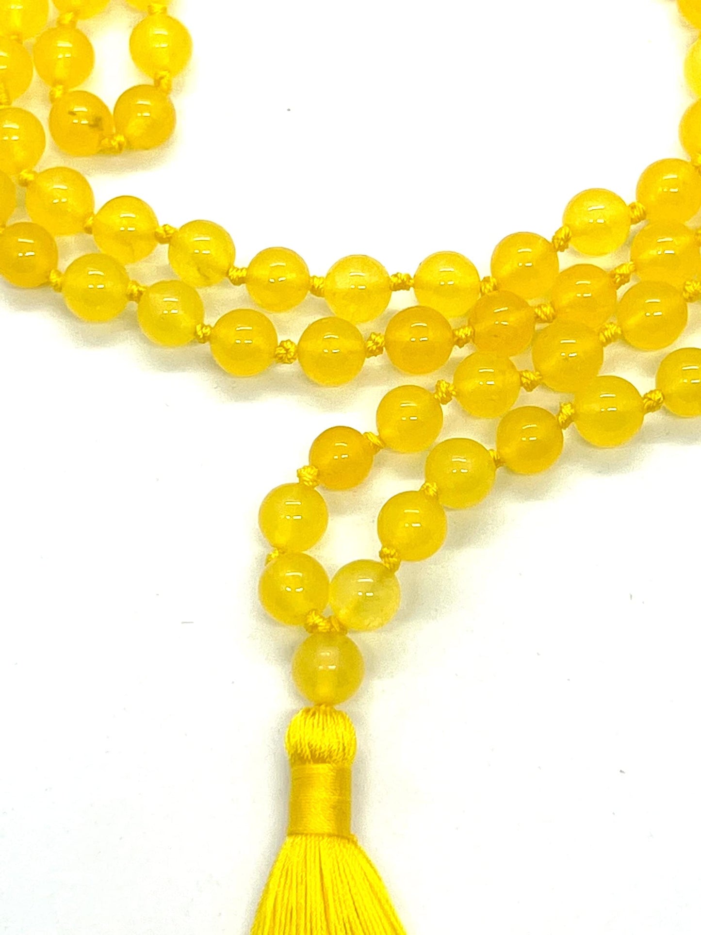 Yellow Jade Mala Necklace – Solar Plexus & Sacral Chakra Healing