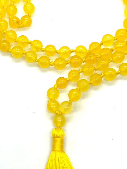 Yellow Jade Mala Necklace – Solar Plexus & Sacral Chakra Healing