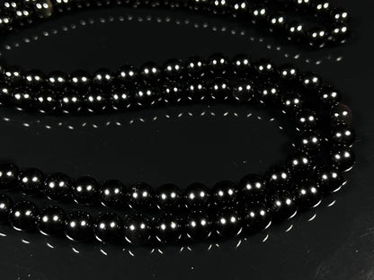 Handmade Black Obsidian Mala Beads Necklace – 8mm, 108 Beads – Root Chakra, Scorpio & Sagittarius Birthstone