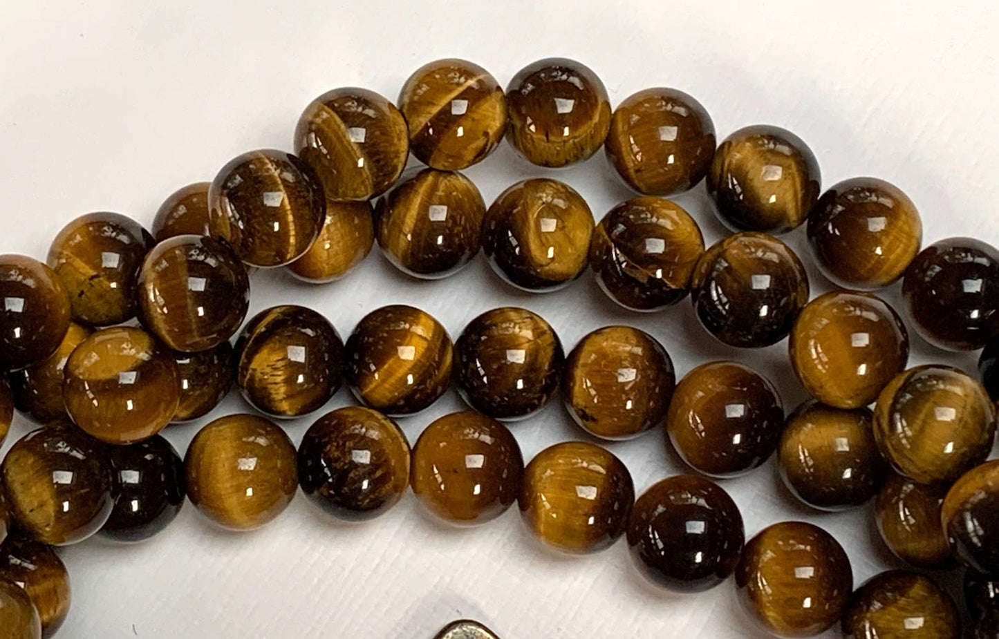 Tiger Eye Tiger's Eye Mala Beads Necklace 3rd Chakra Throat Chakra Healing Crystals 108 Prayer Beads - Grounding Integrity Will Power Intution Insomnia Libido Powerful (BROWN, Bead size 8 mm)