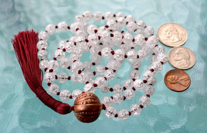 Crackled Quartz Mala Necklace | Crown Chakra | PRABHA Collection