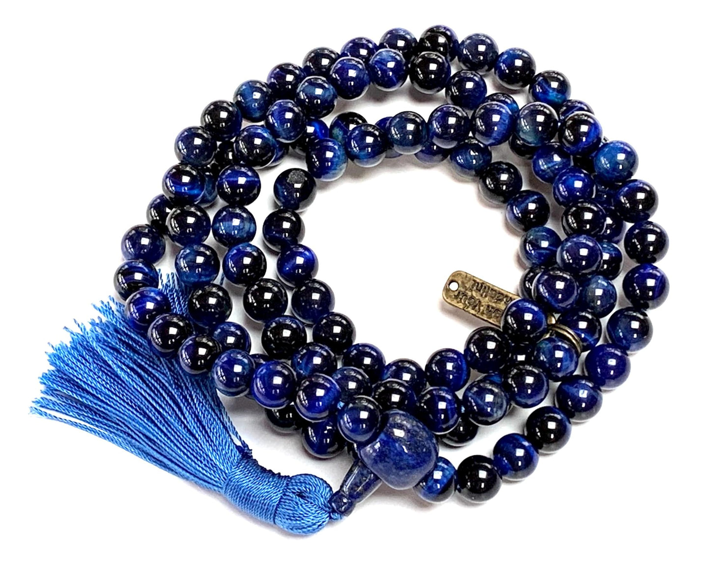 Tiger's Eye Mala Necklace – 8mm 108 Beads – Multicolor Options – Solar Plexus Chakra & Zodiac Birthstones – Meditation Jewelry