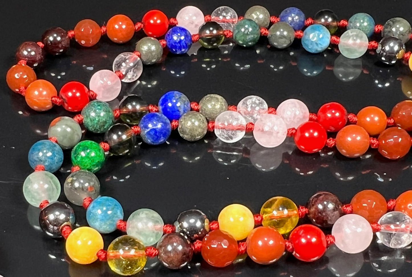 Hand Knotted Cosmic Chakra Symphony Mala Necklace | Rare Crystals for Harmony and Balance | 8mm 108 Prayer Beads | Multi-Chakra Alignment | Universal Birthstones | Ethically Sourced