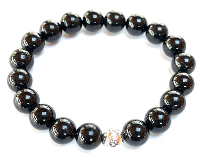 VESTA Black Tourmaline & Lava Bead Stretch Bracelet | Grounding, Protection & Spiritual Power | Root Chakra | Unisex Energy Bracelet | Handmade in USA