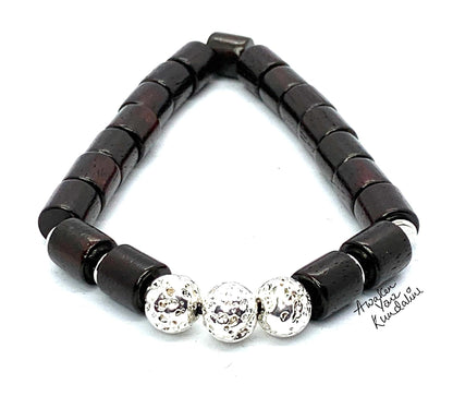 Rosewood & Lava Bracelet | Silver-Coated lava | VULCAN & ARANYA Collection