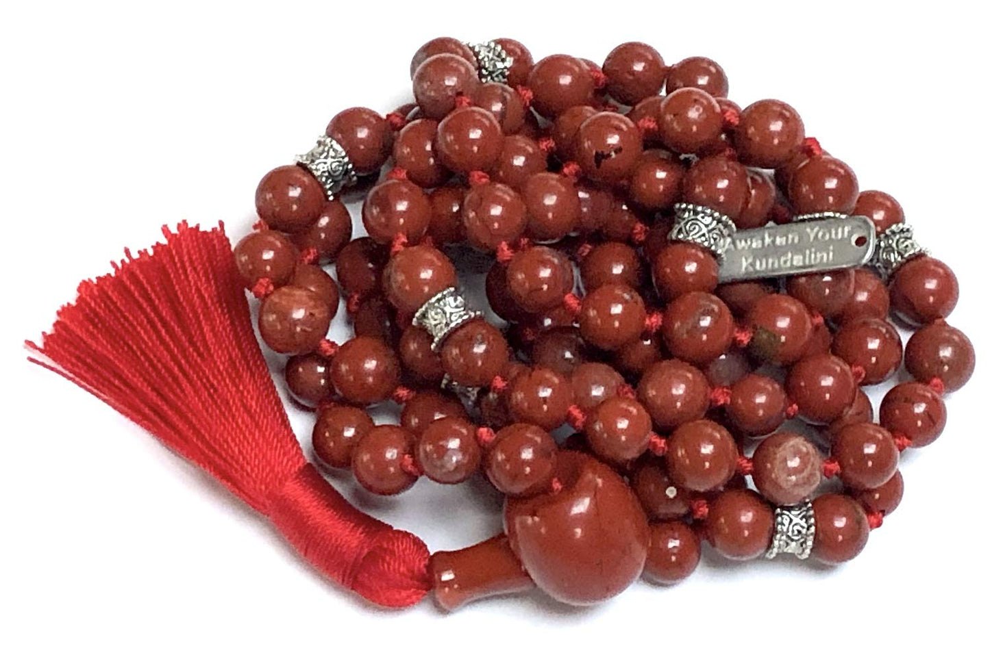 Certified Energized Mala Beads Necklace with COA - Chakra Mala - Japa Mala - 8mm 108 Buddhist Prayer Beads - Meditation Mala - Tassel Necklace – Zodiac/Sun Sign stones (Red Jasper)
