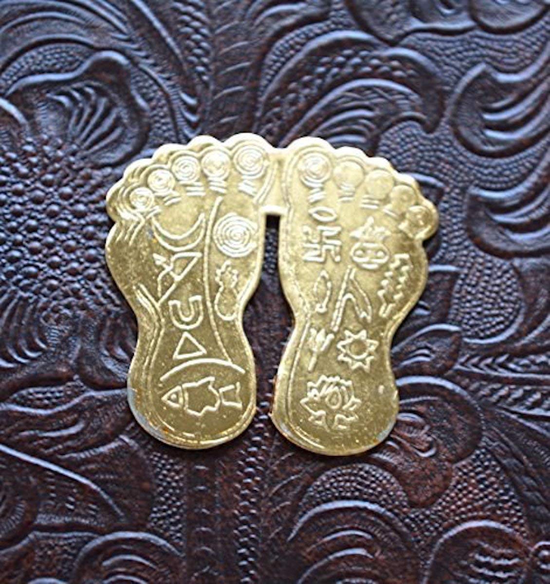 Sri Laxmi lakshmi charan paduka (laxmi's feet) Handcrafted Lucky charm amulet yantra - Immense Wealth Prosperity (STYLE 2-2.5" Inches)