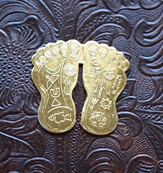 Sri Laxmi lakshmi charan paduka (laxmi's feet) Handcrafted Lucky charm amulet yantra - Immense Wealth Prosperity (STYLE 2-2.5" Inches)