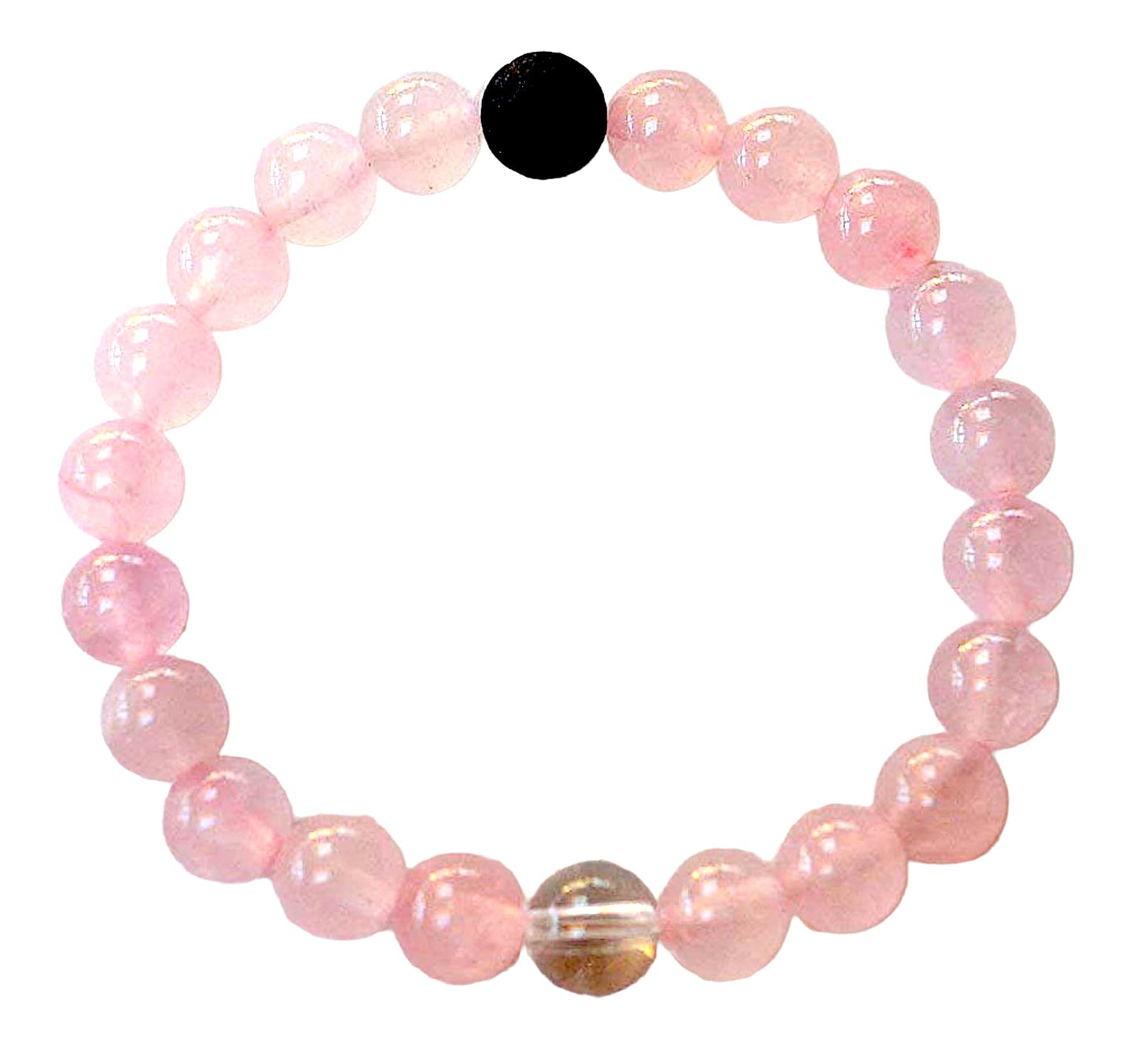 Awaken Your Kundalini Rose Quartz Bracelet - Himalyan Ice Crystal Quartz Gemstone - Lava Beaded Bracelet - Breast Cancer Healing Crystals