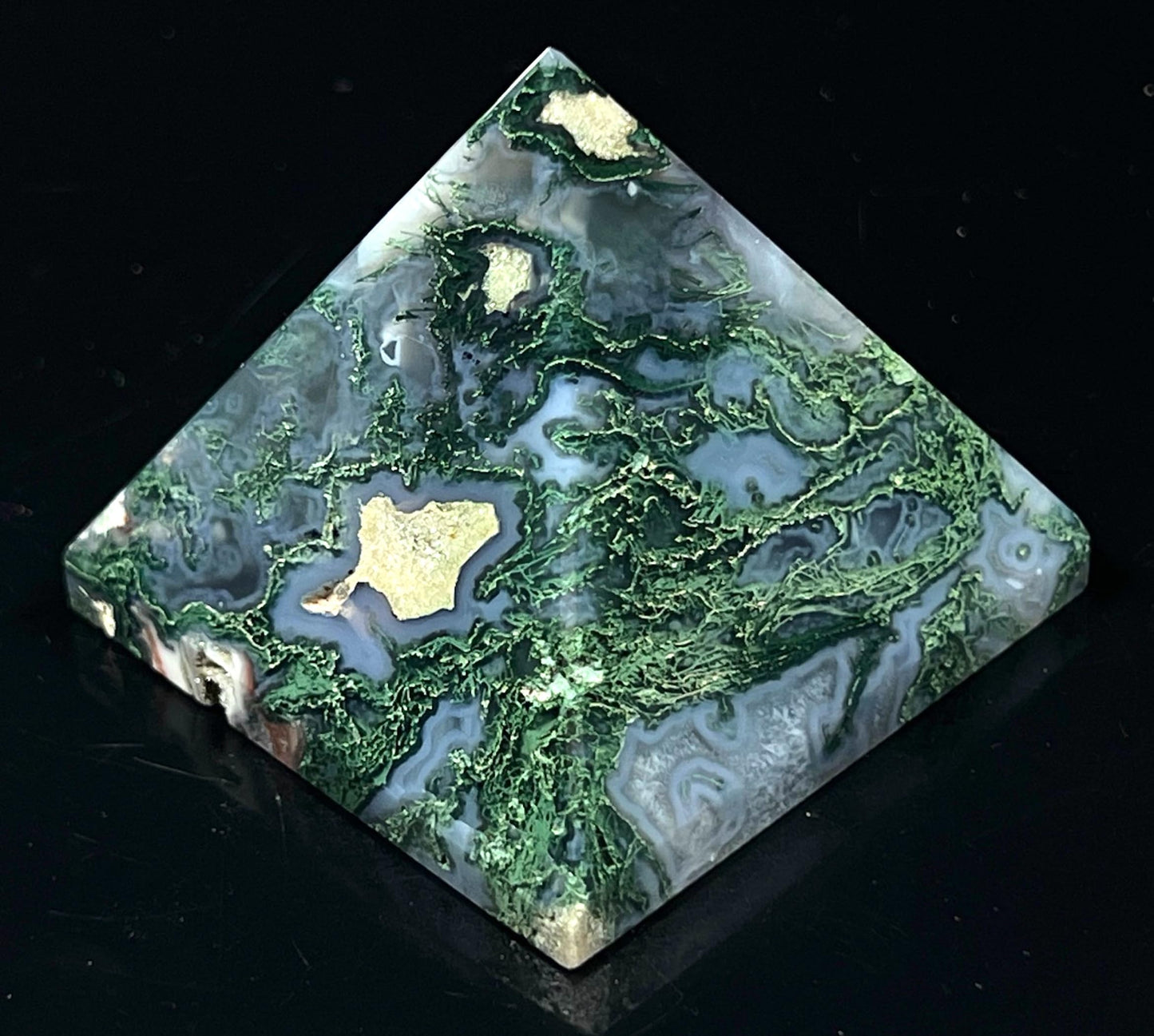 Moss Agate Crystal Pyramid | 2-Inch Healing Stone | TATTVA Collection