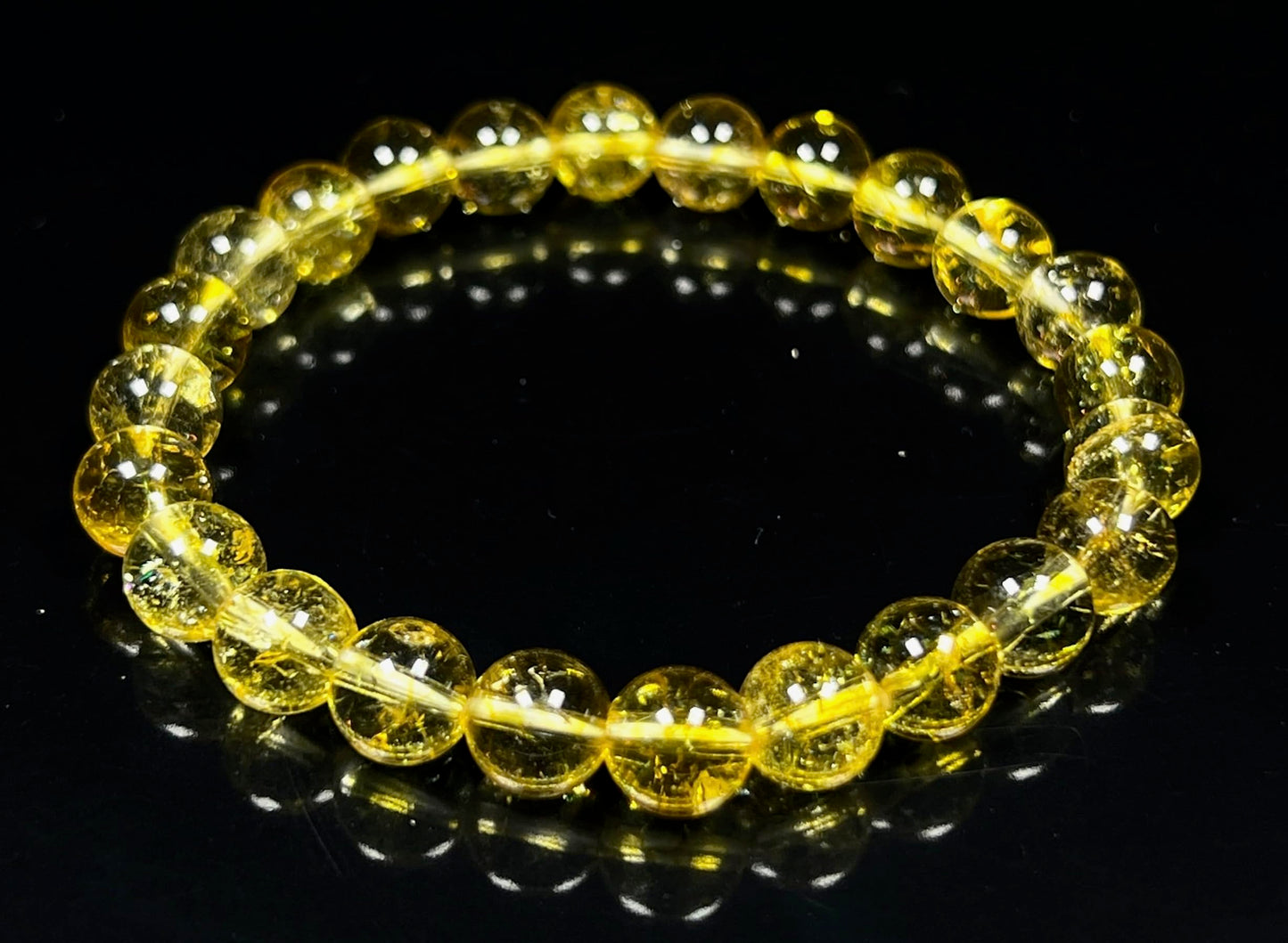 Citrine Stretch Bracelet, AAA Grade 8mm Beads, Wrist Size 7.5 Inches, Solar Plexus Chakra, Aries & Libra Birthstone Bracelet