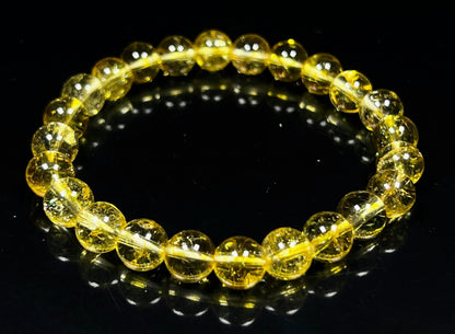 Citrine Stretch Bracelet, AAA Grade 8mm Beads, Wrist Size 7.5 Inches, Solar Plexus Chakra, Aries & Libra Birthstone Bracelet