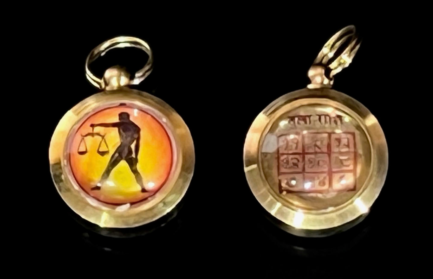 Zodiac Constellation Pendant Necklace - Sun Sign Amulet - Rashi Yantra Pendant - 3/4 Inch Brass Pendant with Zodiac Yantra