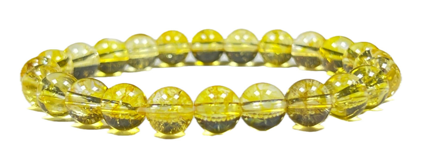 Citrine Stretch Bracelet, AAA Grade 8mm Beads, Wrist Size 7.5 Inches, Solar Plexus Chakra, Aries & Libra Birthstone Bracelet