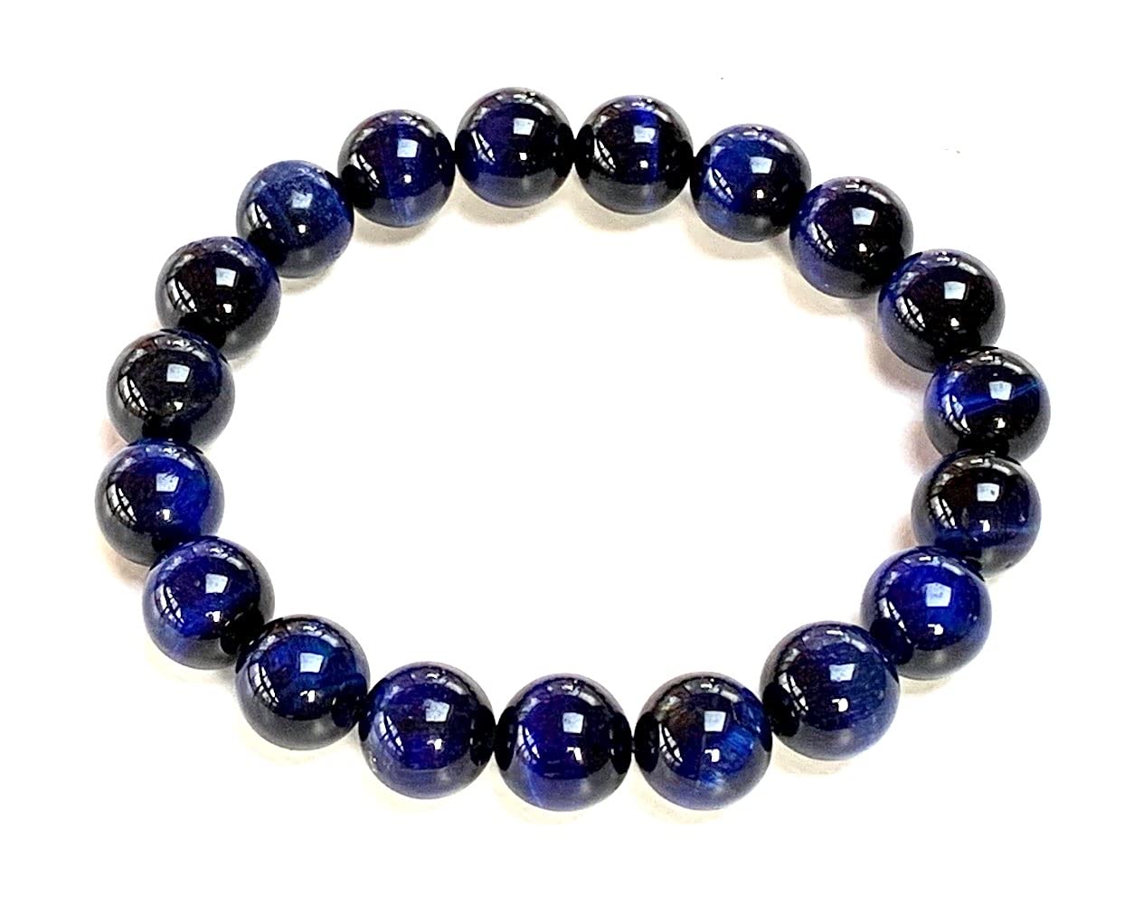 Channel Inner Strength & Protection: Blue Tiger's Eye Stretch Bracelet (10mm Beads) - Capricorn Birthstone & Throat Chakra Balance
