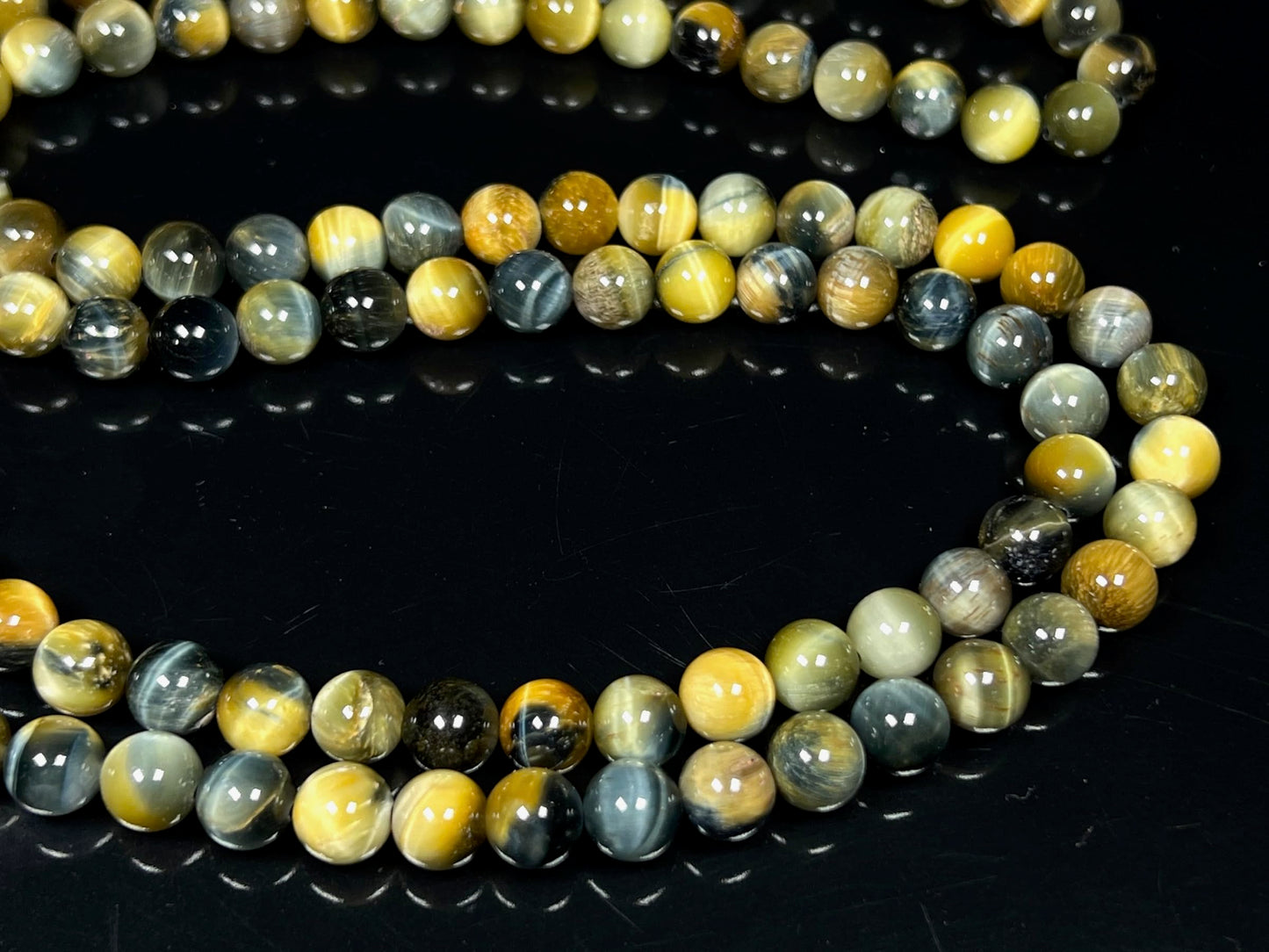 Handmade Tiger's Eye Mala Beads Necklace – 8mm 108 Beads – Multicolor Options – Solar Plexus Chakra & Zodiac Birthstones – Meditation Jewelry