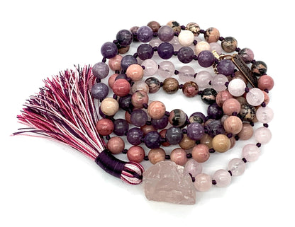 LUCEM Charoite Mala Necklace | Heart Healing & Spiritual Growth | Heart Chakra | February Birthstone