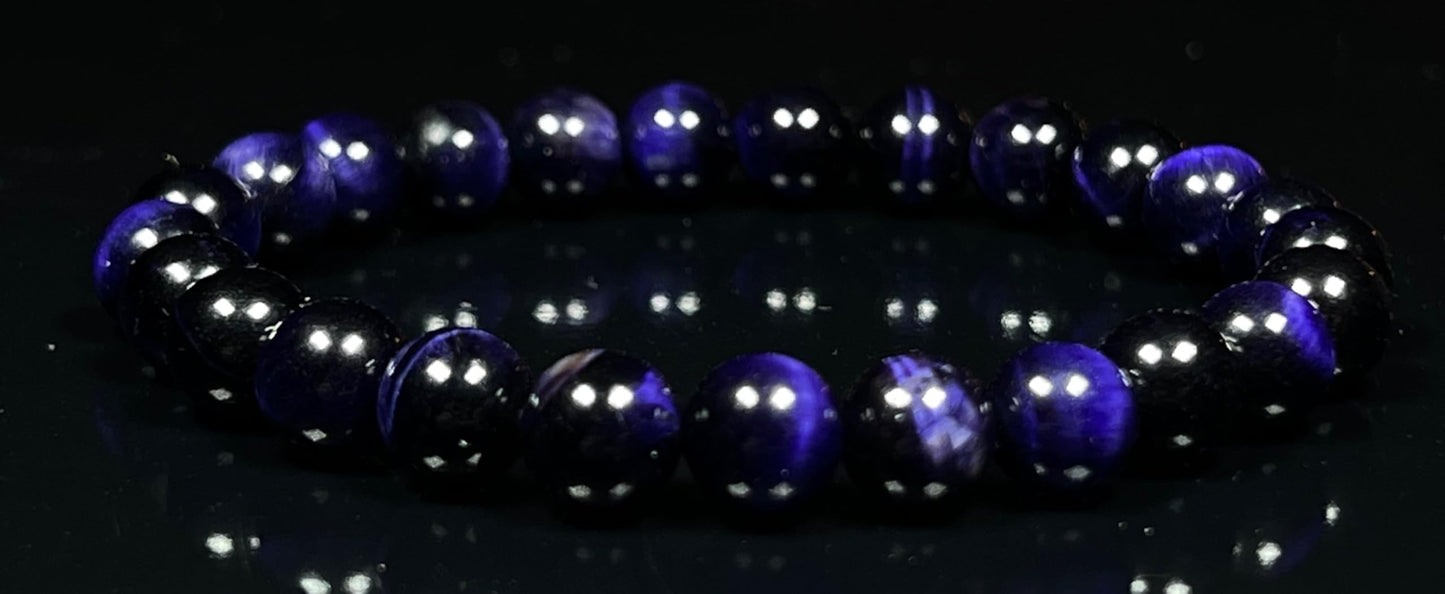 Tiger's Eye Stretch Bracelet – 8mm Beads – Multicolor Options – Solar Plexus Chakra & Zodiac Birthstones – Meditation Jewelry
