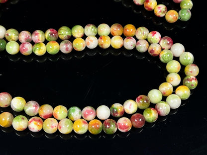 Rainbow Natural Jade Mala Beads Necklace – 8mm, 108 Beads – Birthstone & Chakra Energy Beads for Spiritual Practices & Meditation