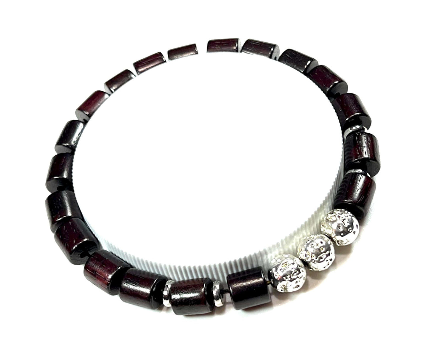 Rosewood & Lava Bracelet | Silver-Coated lava | VULCAN & ARANYA Collection
