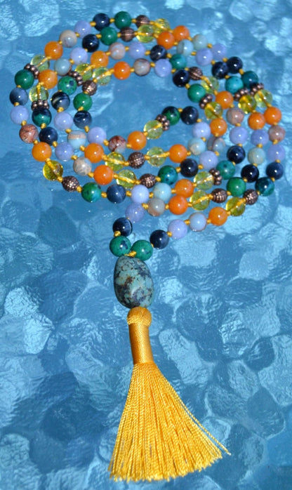 Ultimate Gemini Zodiac Mala Necklace | 108 Hand-Knotted Beads | ASTRA Collection