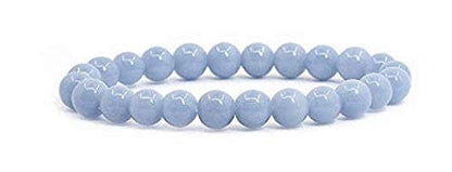 8 mm Genuine AAA Grade Knotted Blue Angelite Mala Beads Necklace, Blue Angelite Bracelet, Angels Stone, Spiritual & Psychic Growth, Enhanced Intuition (8 mm Angelite Bracelet)