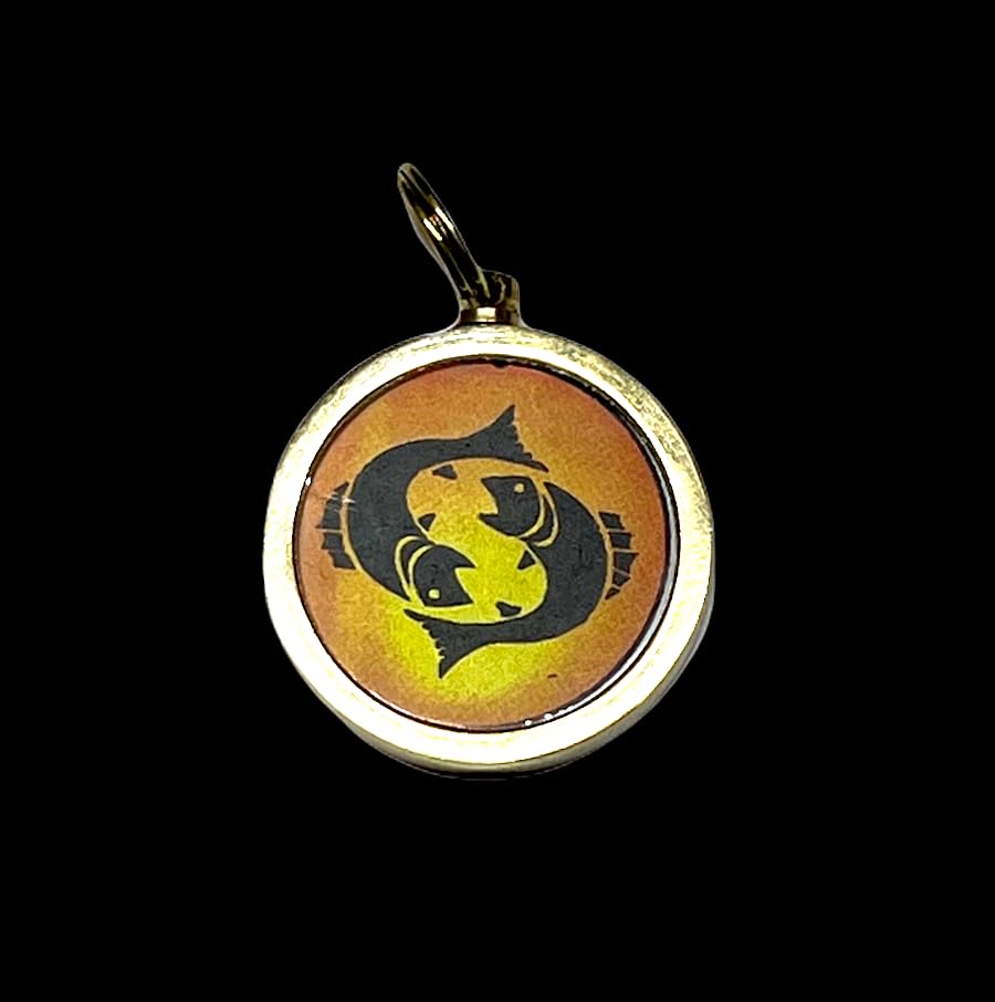 Zodiac Constellation Pendant Necklace - Sun Sign Amulet - Rashi Yantra Pendant - 1 Inch Brass Pendant with Zodiac Yantra